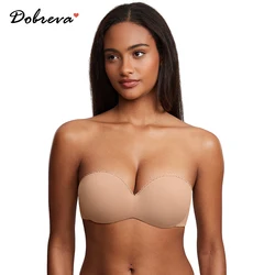 DOBREVA Women's Strapless Bra Push Up Plus Size Smooth Padded Underwire Multiway Bandeau