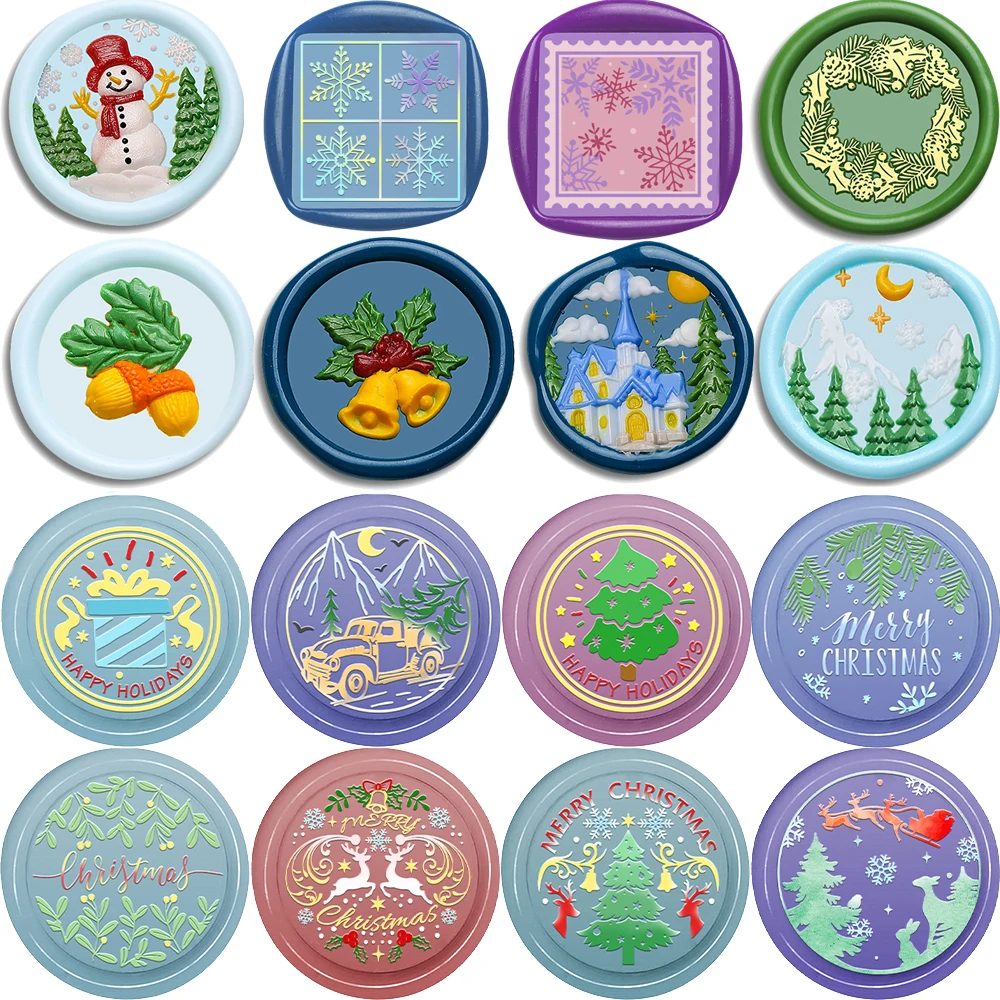 

Removable Brass Wax Seal Stamp Pinecone Castle Jingle Bell Merry Christmas Sun Gloves Car Elk For Envelopes Invitations Decor