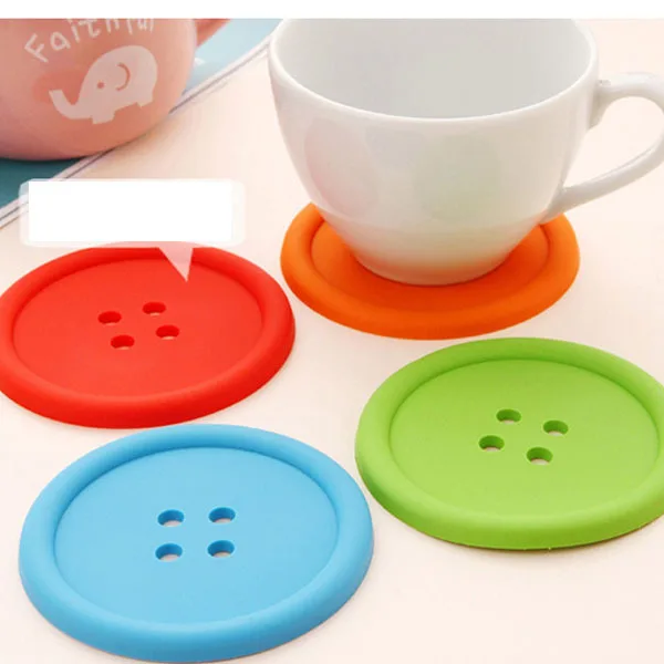 

5Pcs Silicone Cup Mats Coasters Holders Round Button Shape Non-Slip Insulated Cup Cushion Protect Wooden Glass Desk Reusable