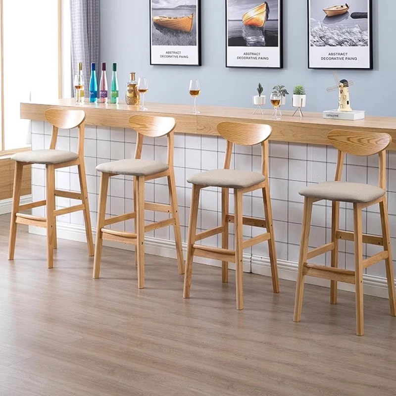 Lounge Minimalist Bar Chair Wooden Barstool Kitchen Island Waiting Bar Stool Cushions European Sgabello Cucina Alto Furniture