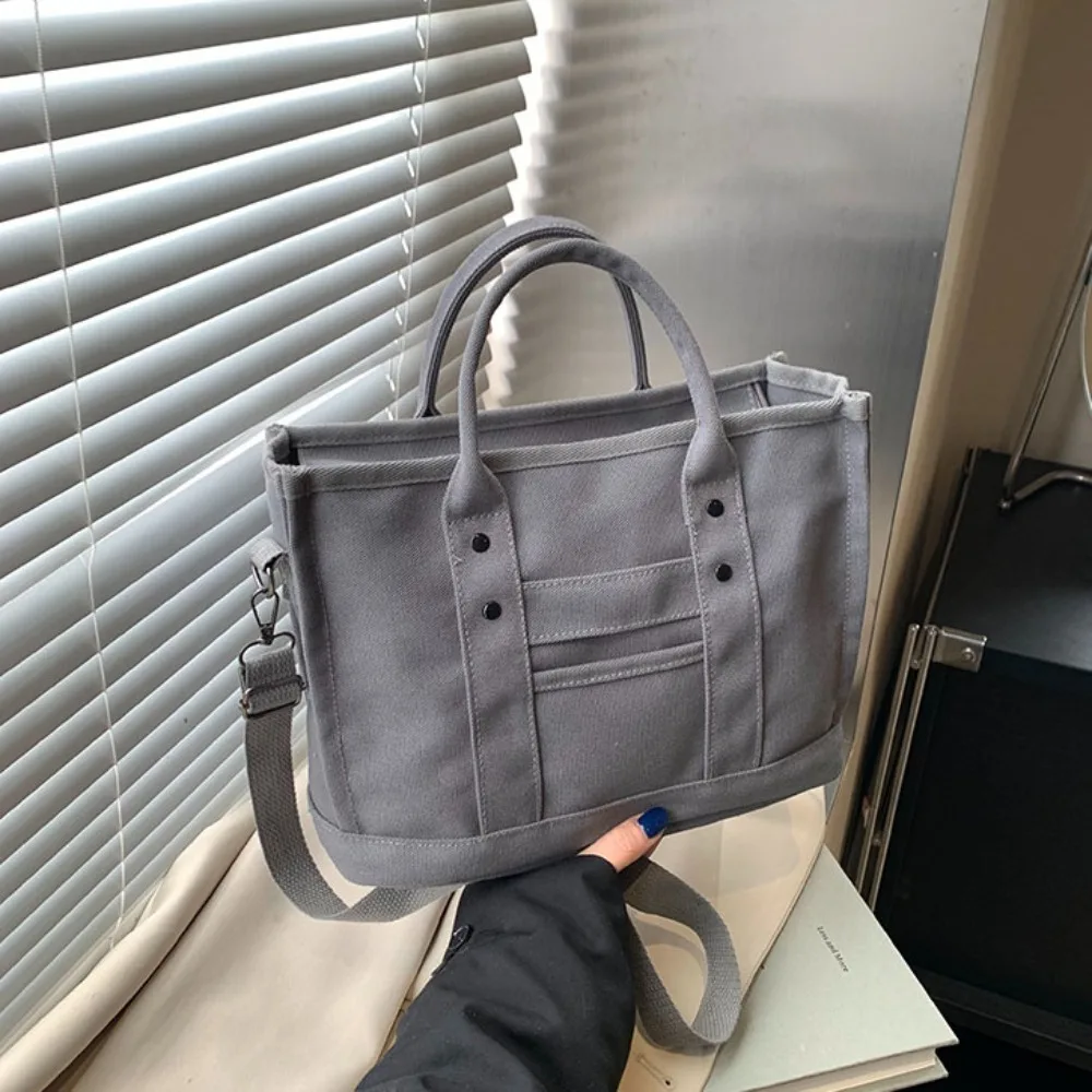 

Multi-pocket Canvas Shoulder Bag Zipper Large Capacity Japanese Style Crossbody Bag Stroge Bag Handbag Solid color Tote Bag