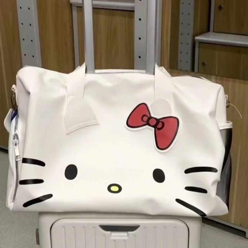 Xiuya Hello Kitty Shoulder Bag for Women Cartoon Cute Fashion Large Capacity Tote Bag Travel Vintage Kawaii Pu Leather Handbag image 2