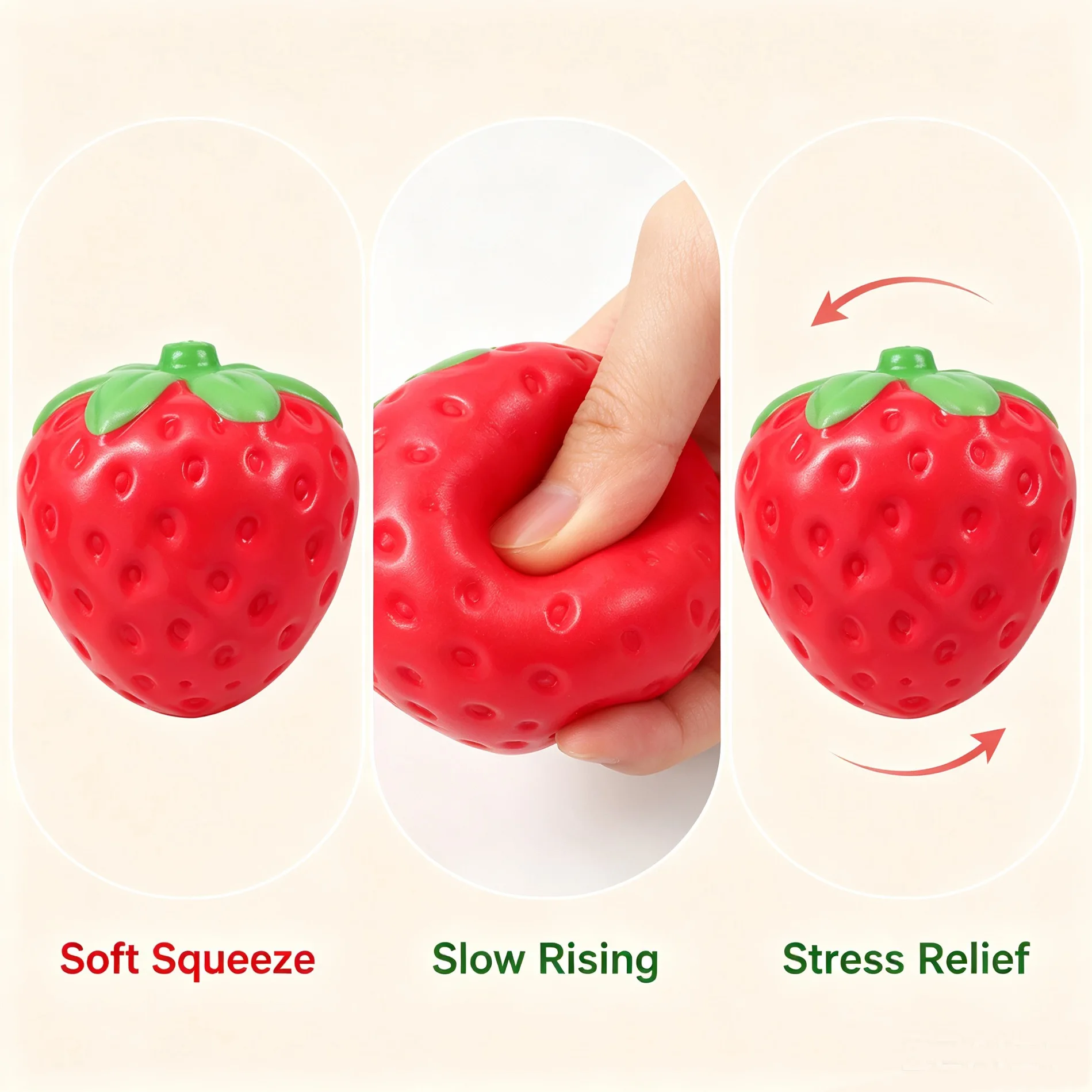 Creme-Duft Erdbeer-Squishy, langsam aufsteigendes Quetsch-Antistress-Spielzeug, Stressabbau-Sensorball, Geschenk für Kinder und Erwachsene