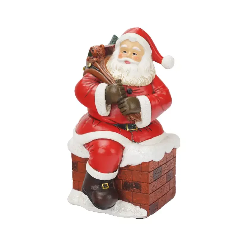 High Quality Resin Crafts Christmas Decorations Santa Claus Ornaments Life Size Fiberglass Sculptures
