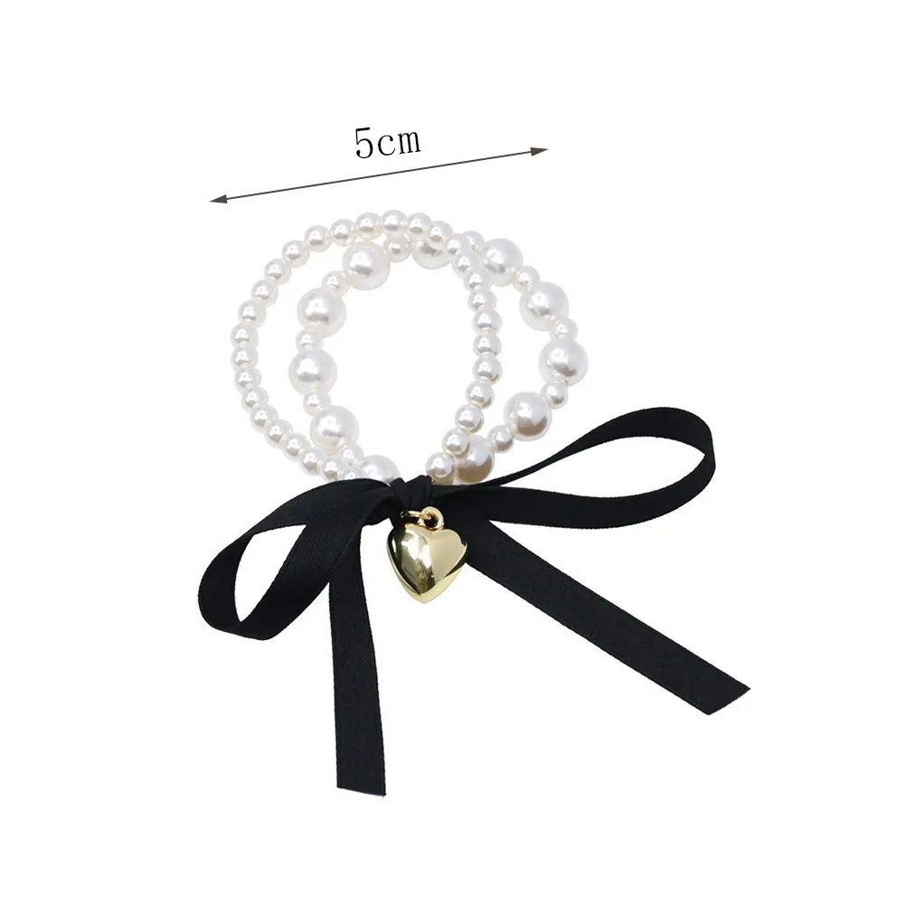 Luxury Big Elegant White Pearl Hair Ties Beads Girls Scrunchies Rubber Bands Ponytail Holders Hair Accessories Elastic Hair Band