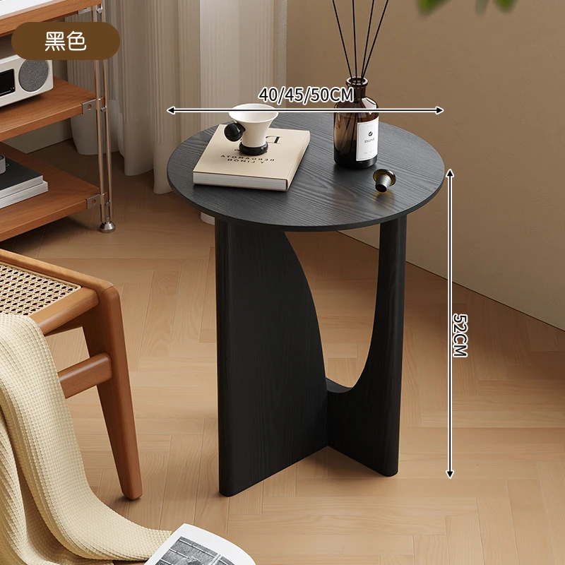 Mid-Century Modern Side Table Round Solid Wood End Desk for Small Spaces Vintage Nightstand for Bedroom Creative Sofa Side Table