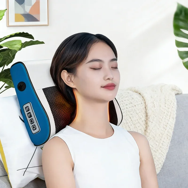 

Cervical Massage Pillow Multi Functional Neck Shoulder Back Massager Kneading Heat Therapy for Lower Back Waist Leg Home Use