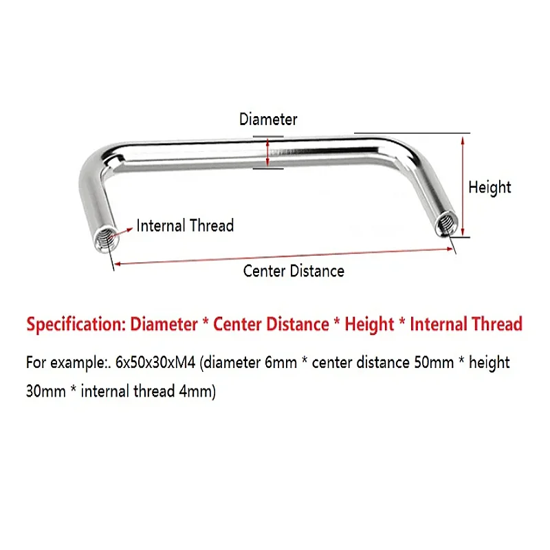 304 Stainless Steel Solid Handle Modern Cabinet Door Handles U-shaped Cabinet Door Industrial Thread U-shaped Box Handle