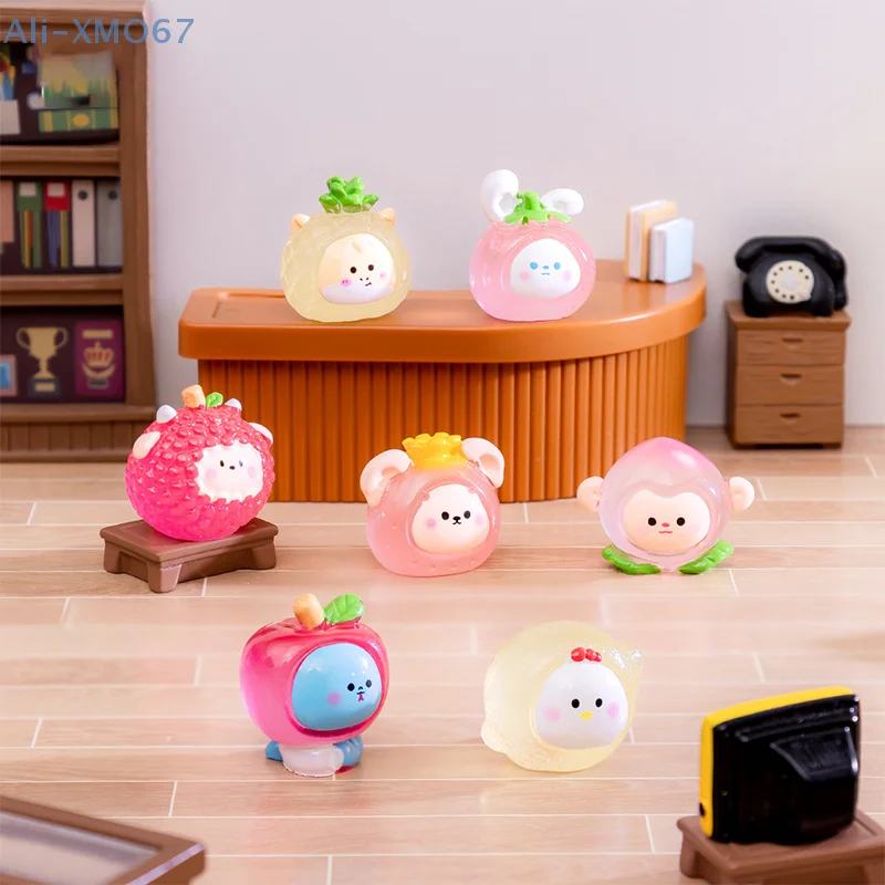 Mini Luminous Cute Twelve Chinese Zodiac Fruit Shaped Statue Micro Landscape Car Dashboard Home Ornaments image 3