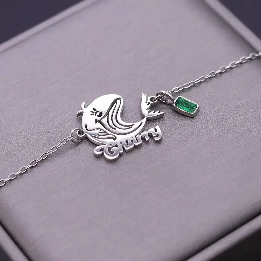 Todorova Custom Name Whale Bracelet, Cartoon Ocean Animal Stainless Steel Jewelry, Personalized Gift for Girls & Ocean Lovers