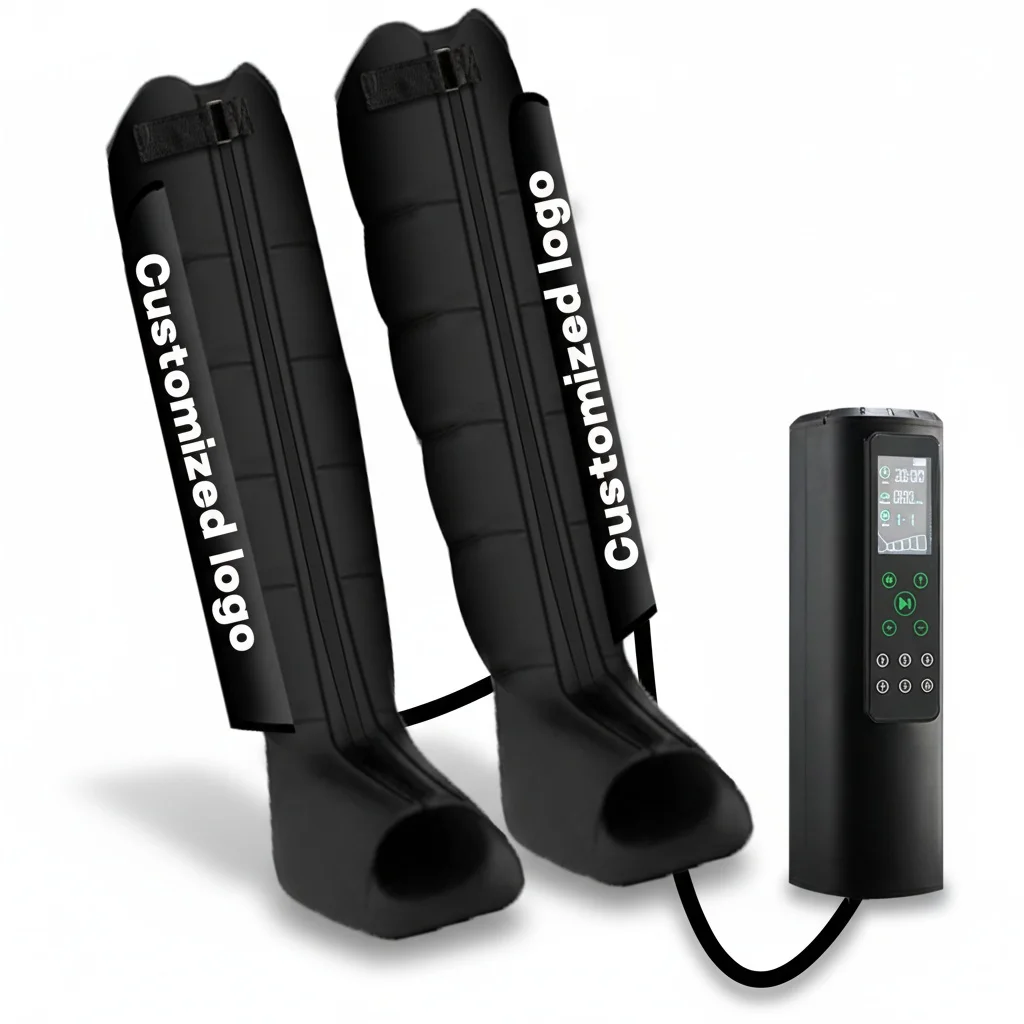 

Wireless Leg Massager, 3200mAh Rechargeable Air Compression Massager, 12-Mode, 60-270mmHg, Circulation Boots for Sports Recovery