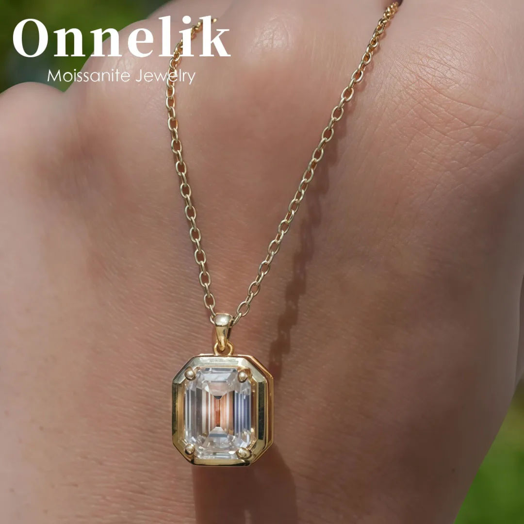 Onnelik 14K Gold Plated Geometric Square Ice Cube Moissanite Choker Necklace Unique Minimalist Cool Style Versatile Office Daily