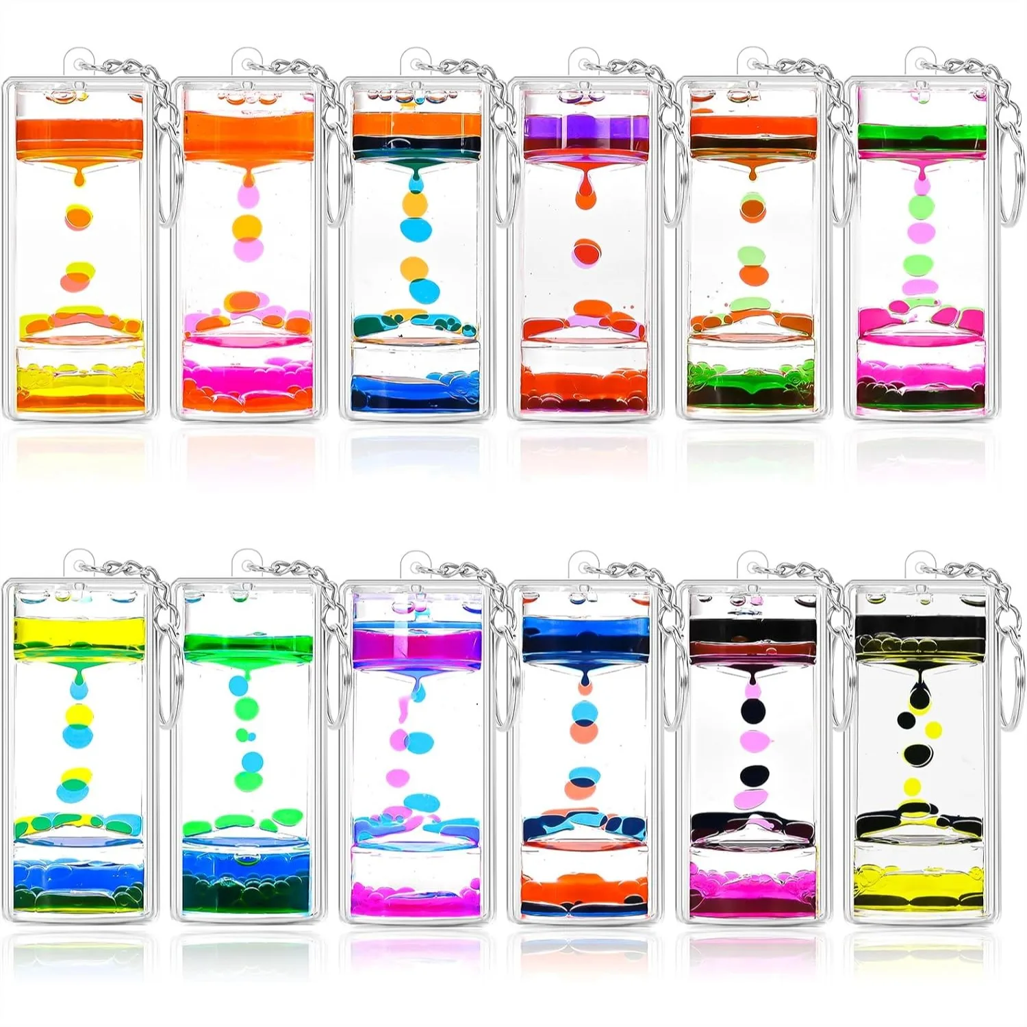 

Dynamic Liquid Timers Key Chain Set, Colorful Motion Bubbler Timekeeper Keychain