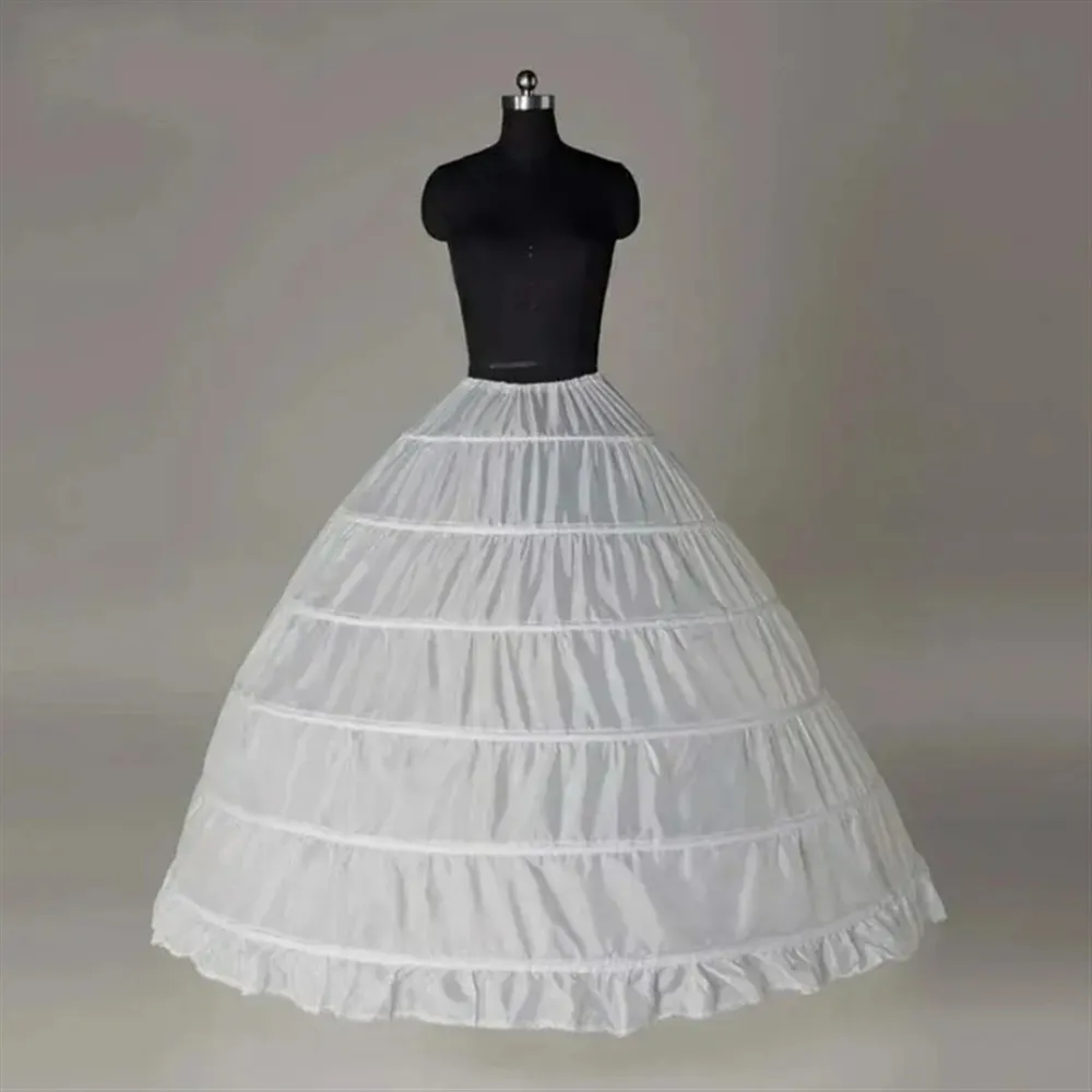 

6 Hoop Crinoline Long Wedding Petticoat Ball Gown Dress Black White Red Underskirt Skirt Half Slips Wedding Accessories
