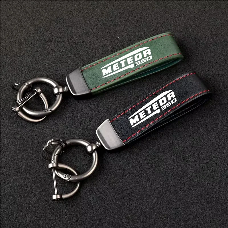1PCS Motorcycle Metal PU Leather Motorcycle Keychain Ring Accessories for Royal Enfield Meteor 350 Royal Enfield Meteor350 500