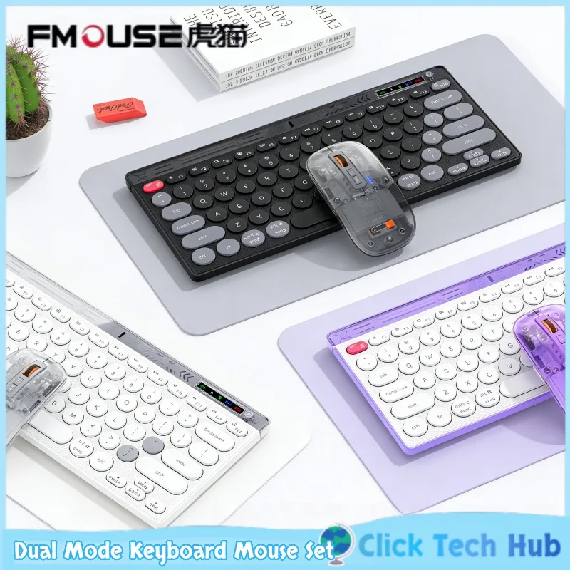 

Беспроводной комплект клавиатура-мышь 2.4G с двойным режимом подключения, перезаряжаемый, бесшумный, легкий, портативный, для компьютера, игр и офиса