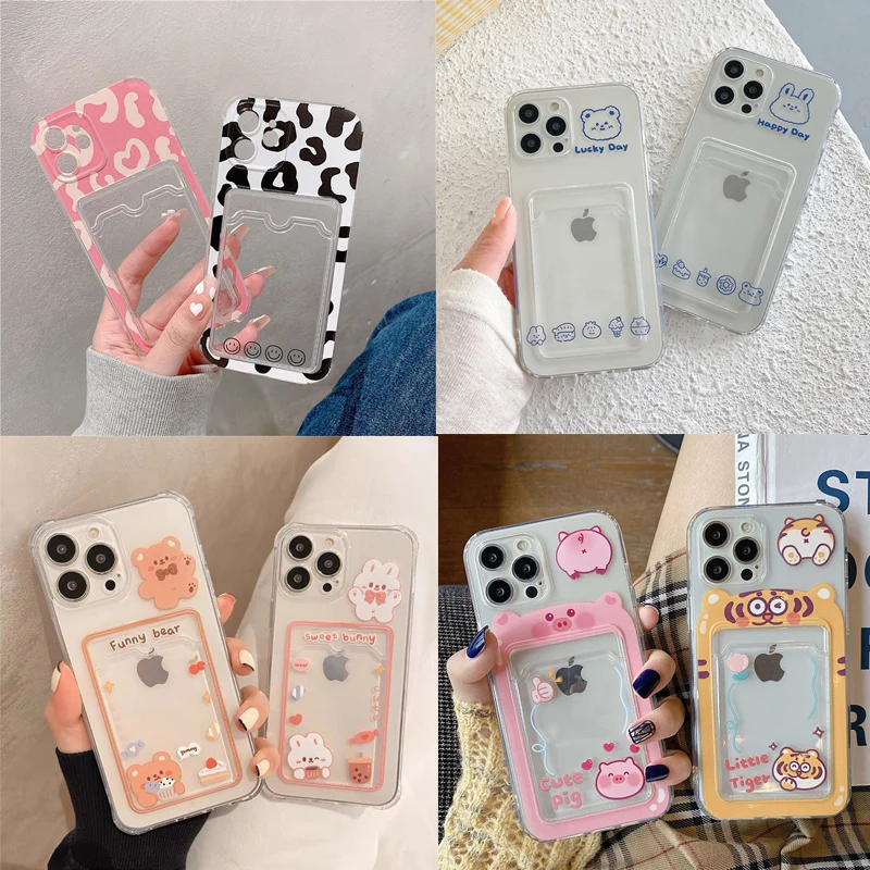 Cute Bear Cartoon Rabbit Phone Case For Samsung Galaxy S22 S21 S23 FE Plus Ultra Note 10 lite S10 lite 2020 Soft Wallet Cover Ca