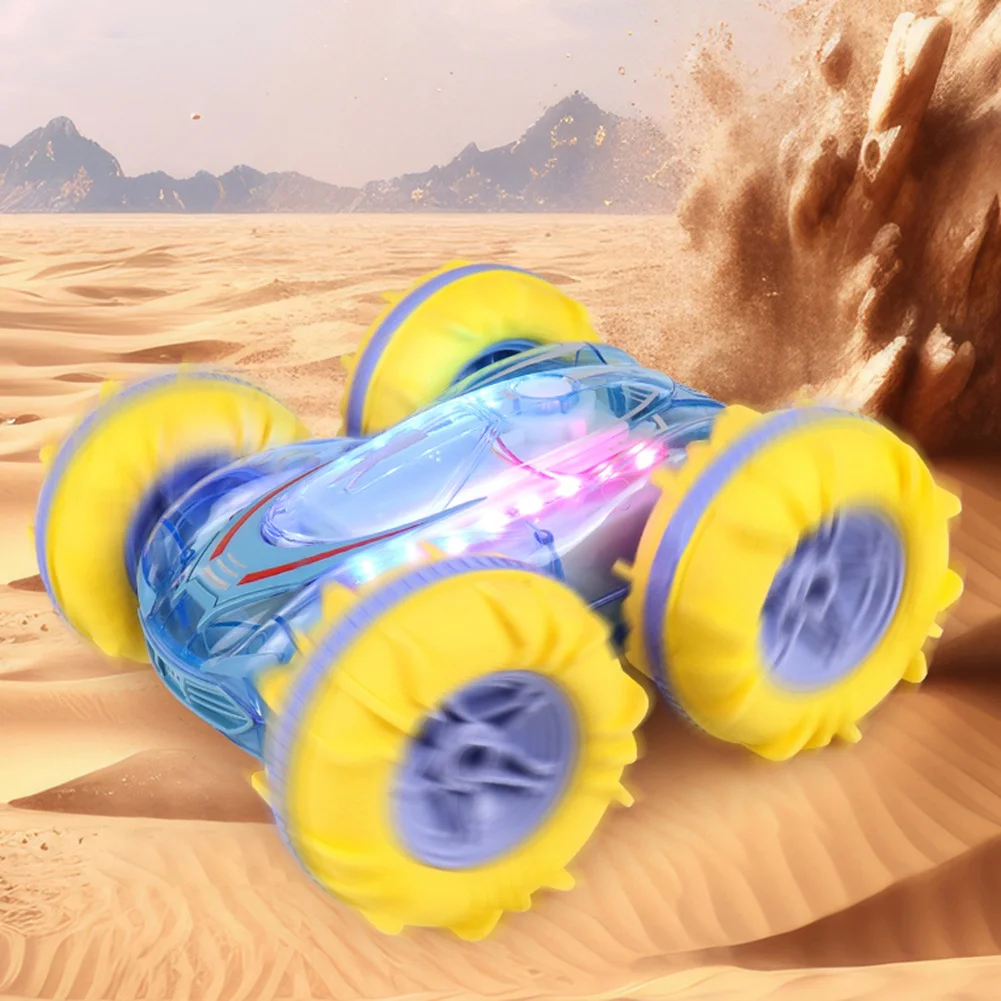 

Pro 2.4G RC Stunt Car Transparent Light Amphibious Vehicle Double Sided Stunt RC Car Gesture Rolling For Kids
