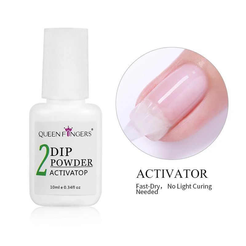 Sistema de inmersión en polvo para uñas, Kit de líquido, Base, capa superior, activador, protector de cepillo, arte de uñas, secado Natural sin lámpara UV, cura, 10ml, 4 Uds.