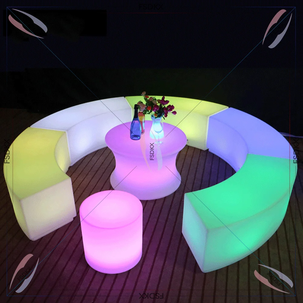 Custom Logo LED Furniture Outdoor Bar Stools and Lounge Set-Cube Chair Table and Chairs for outdoor party Christmas and event