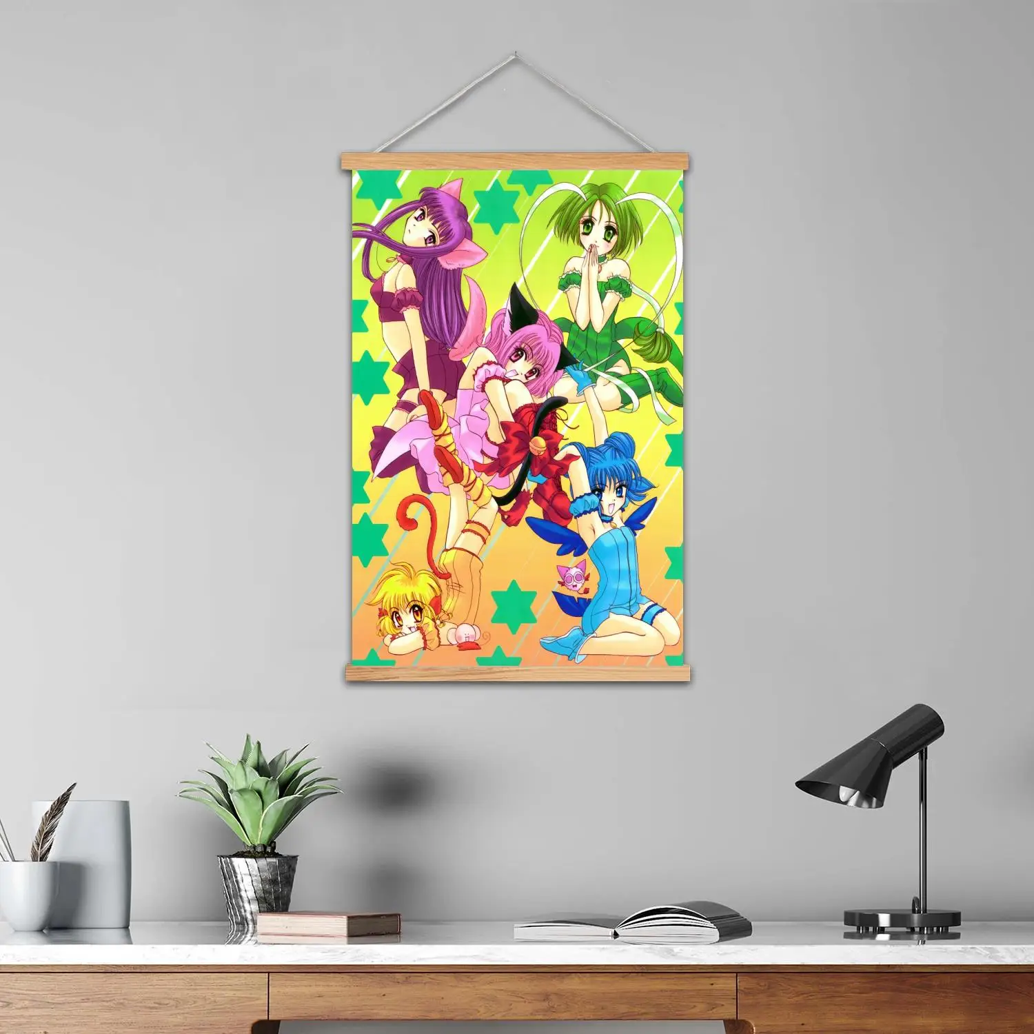tokyo mew mew cartoon Framed Wall Painting Canvas Art Poster and Wall Art,  Modern Family Bedroom Decor,Decorative painting