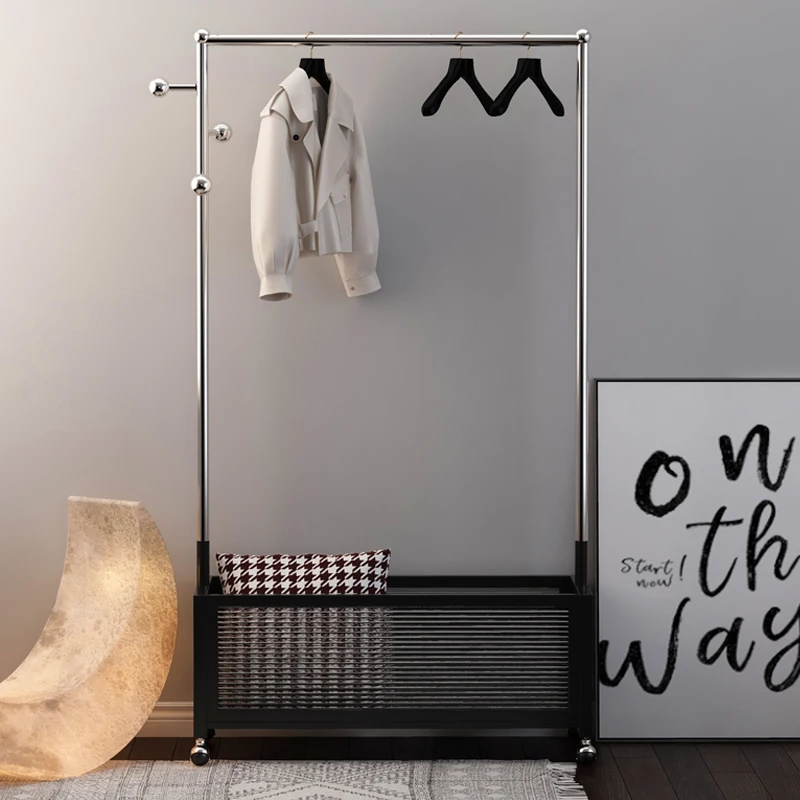 Black Storage Wheels Clothes Racks Display Stores Modern Movel Clothing Rack Living Room Nordic Perchero De Ropa Room Furniture