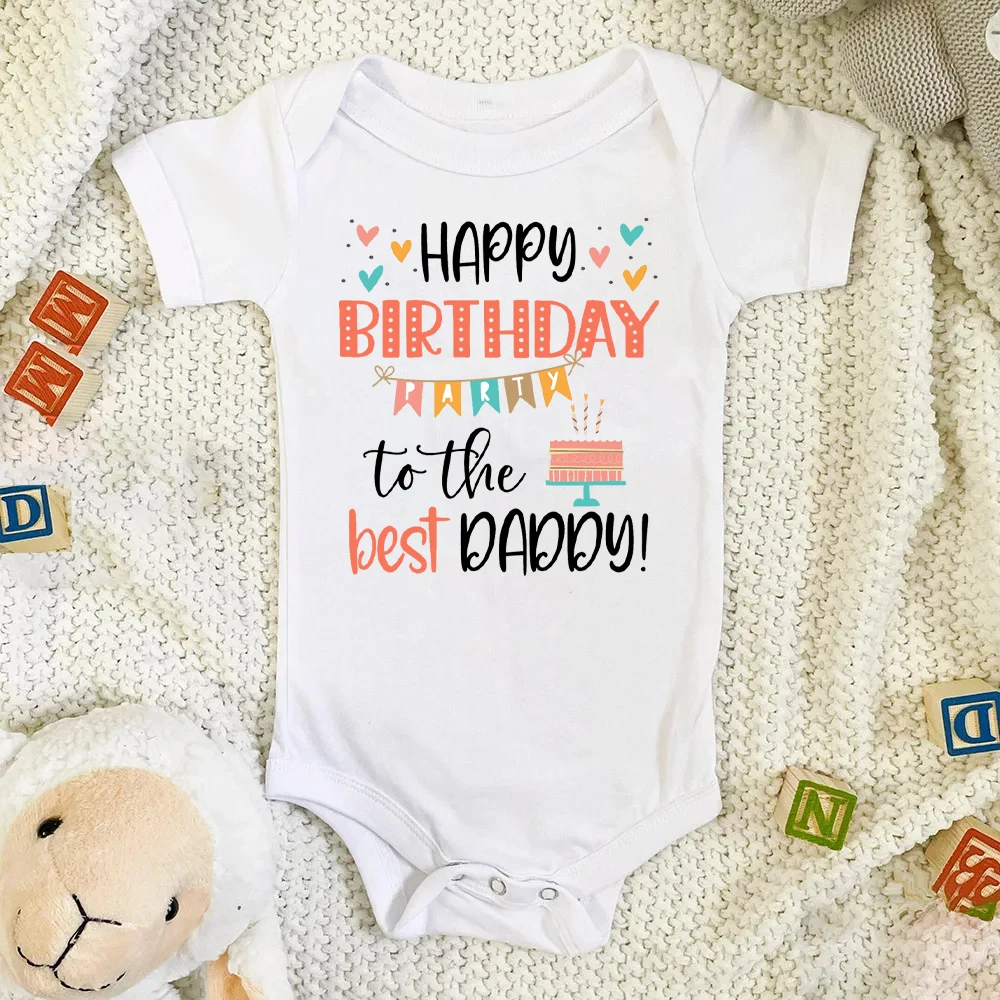 

Baby Romper Happy Birthday To The Best Daddy Toddler Gender Neutral Daddy's Birthday Gifts Baby Summer Short Sleeve Bodysuit