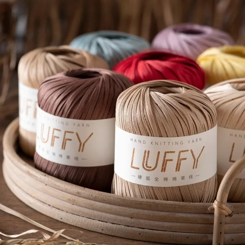 100M/Rolle Lafite Raffia Flachgarn Pflanzengras Baumwollfaden DIY Handgemachtes Strick- und Häkelmaterial für Taschen Strohhüte Bastelbedarf