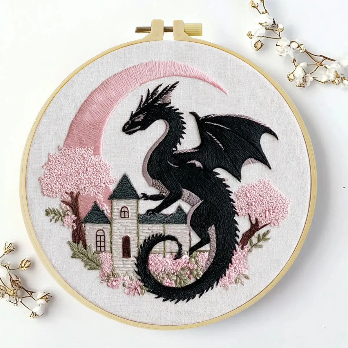1 Stück 20X20CM/15X15CM 7,87/6,3 Zoll Drachen-Stickerei-Starter-Kit DIY-Kit DIY-Stickerei-Set Handarbeiten Heimdekoration Nadelkunst – Detail 1