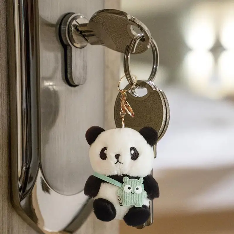 Panda Plush Keychain para crianças Chaveiro de pelúcia Pingente de saco Chaveiro de carro Saco de telefone celular