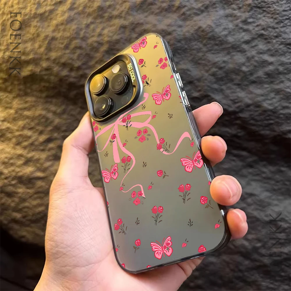 Cute Bow Cherry Pattern Phone Case For Samsung Galaxy S25 S24 S23 Ultra S22 S21 S20 Ultra Plus FE A25 A35 A55 5G Hard Cover