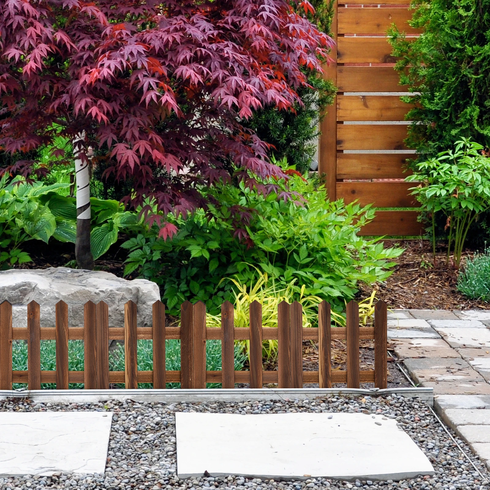 Recinzione carbonizzata 120 cm x 30 cm Picket in legno Decorazioni da giardino Balcone Recinzione da cortile Border Recinzione esterna Bordi in legno Erba