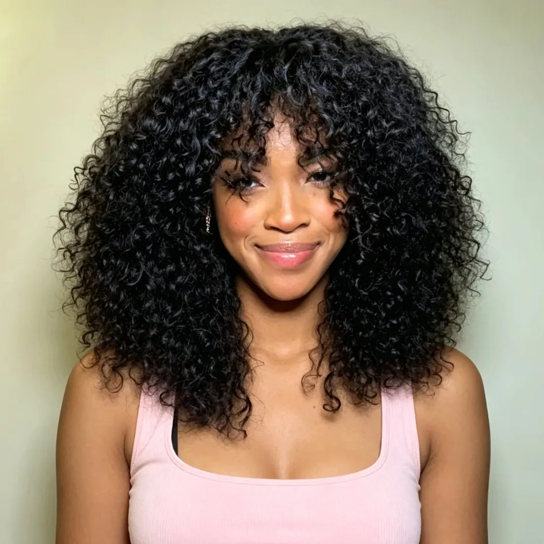 Brazilian Remy Human Hair Wigs 16 Inch Short Bob Style Natural Machine Kinky Curly Jerry Curly Water Wave Hair Wigs With Bangs