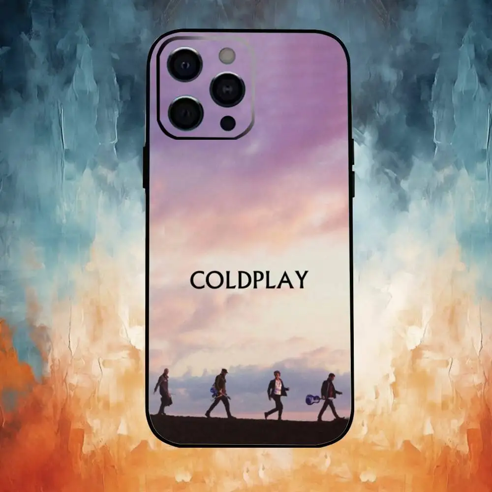 حافظة هاتف C-Coldplay Band لهاتف iPhone17,16,15,14,13,12,11 Plus، Pro Max غطاء أسود ناعم #4