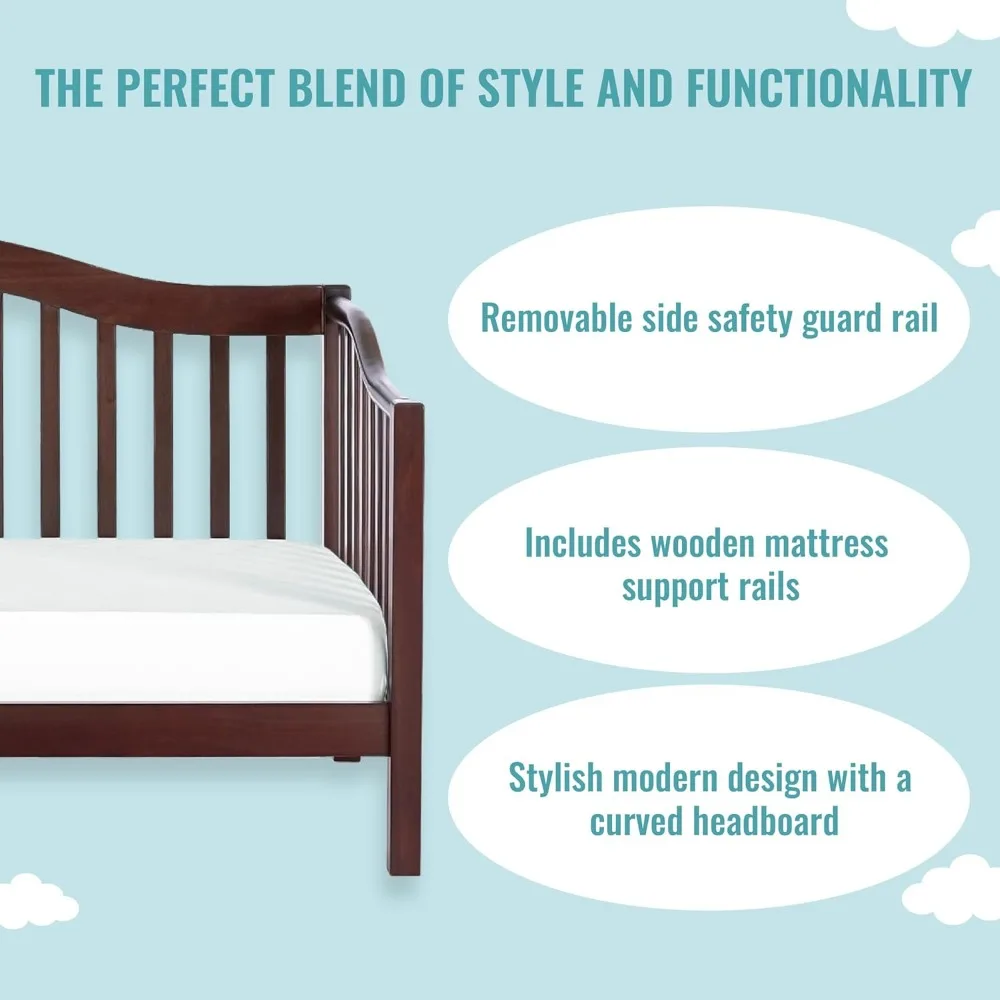 Austin Toddler Day Bed in Espresso, Greenguard Gold Certified, JPMA Certified, Non-Toxic Finishes, Low to Floor Design