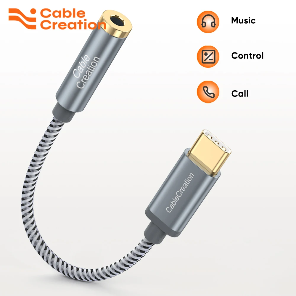 Адаптер для наушников CableCreation USB Type-C к разъему 3,5 мм Aux, USB C к аудиокабелю для iPad Pro Samsung Galaxy Motorola Xiaomi