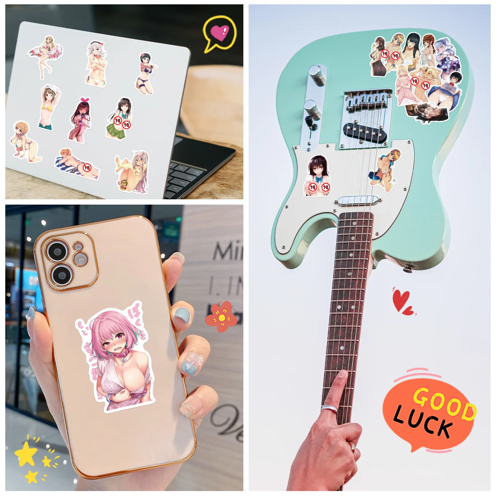 50Pcs Adult Anime Hentai Sexy Waifu Stickers Suncensored Decals for Laptop Phone Luggage Cute Car Sticker Girls Toys