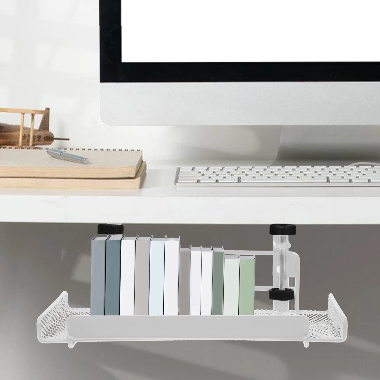 Desk Storage Tray under Organizer Cable Management Cord for Wire Shelf Office Table