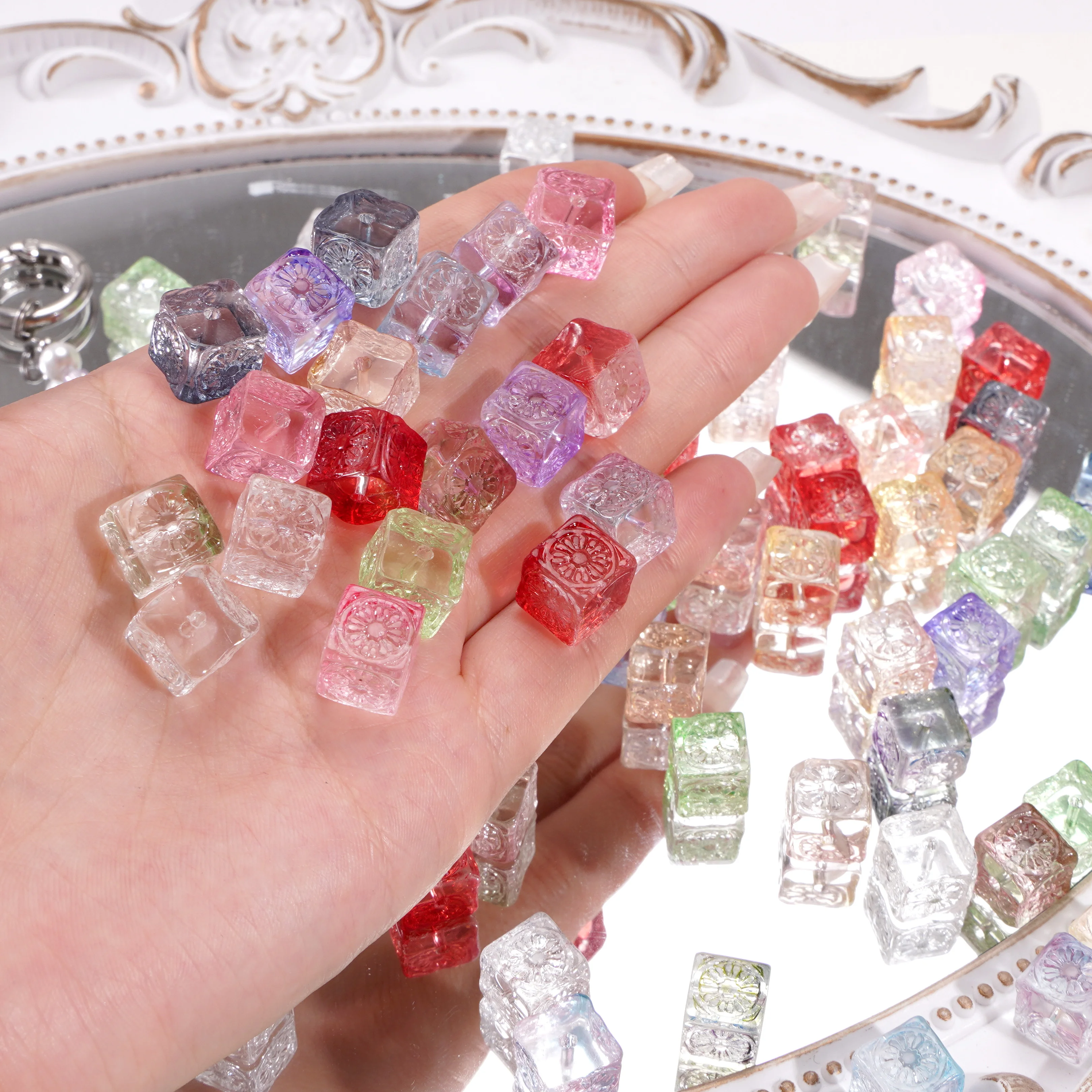 

5Pcs/bag 11mm Square Glass Crystal Beads Loose Spacer Cube Beads for Jewelry Making DIY Bracelet Necklace Key Chain Accessories