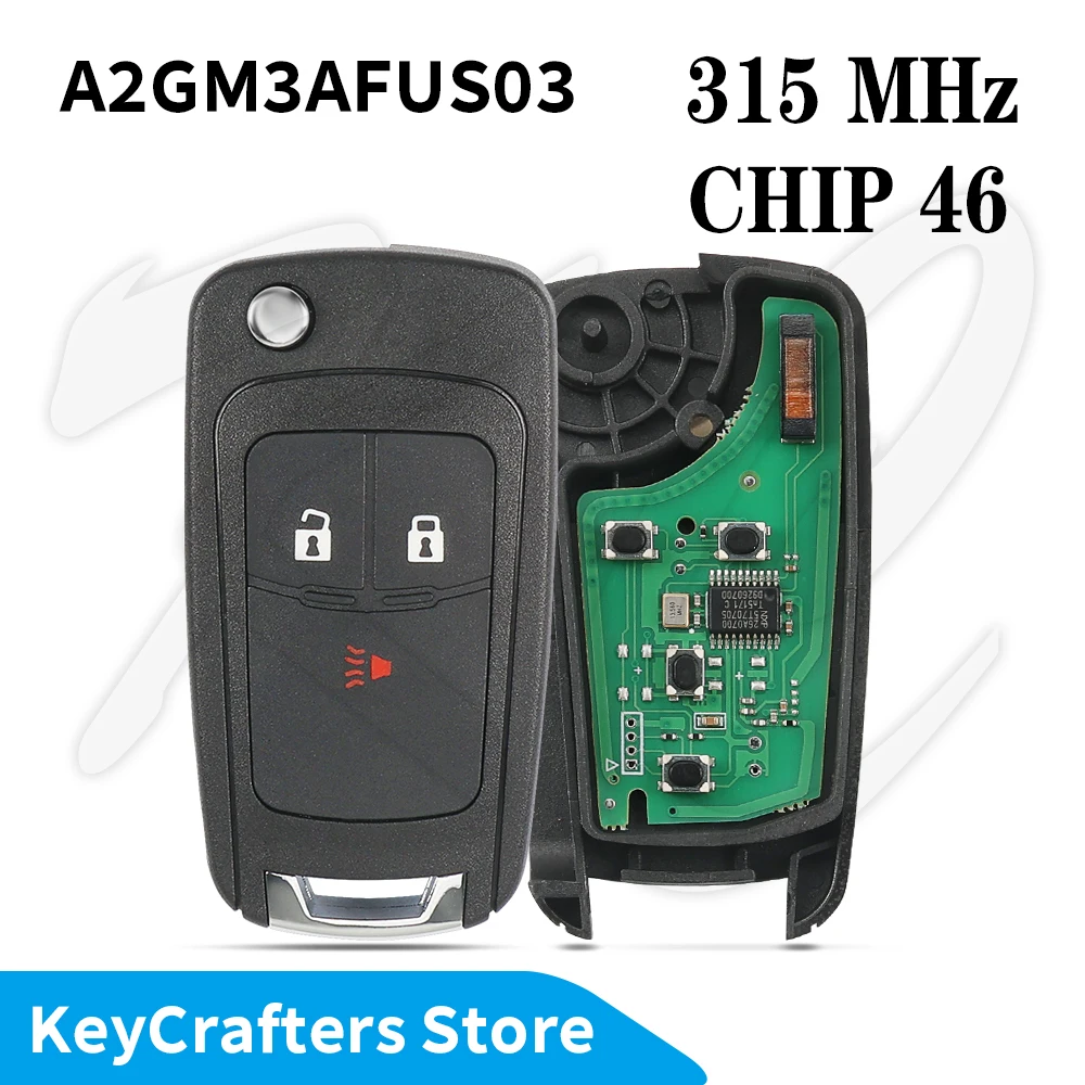 KC Replacement Shell Case A2GM3AFUS03 ID46 315 For Chevrolet Spark 2013-2015 Flip Remote Car Key P/N: GM95233524