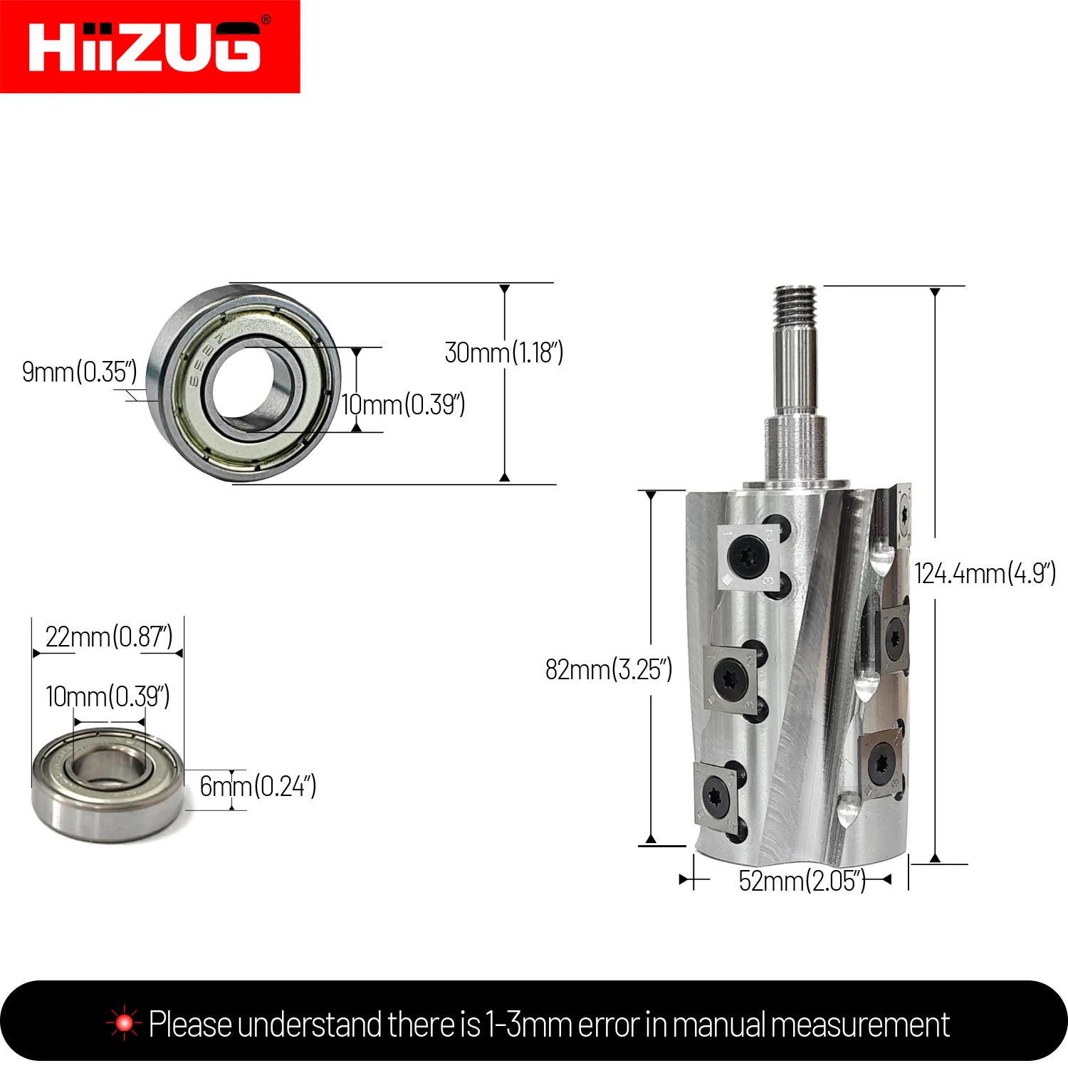 Makita KP0810 /DKP181 Spiral Helical Cutter Head Shaft, 82mm Cutting Length/52mm Cutting Dia, Wood Planer Thicknesser Cutterhead