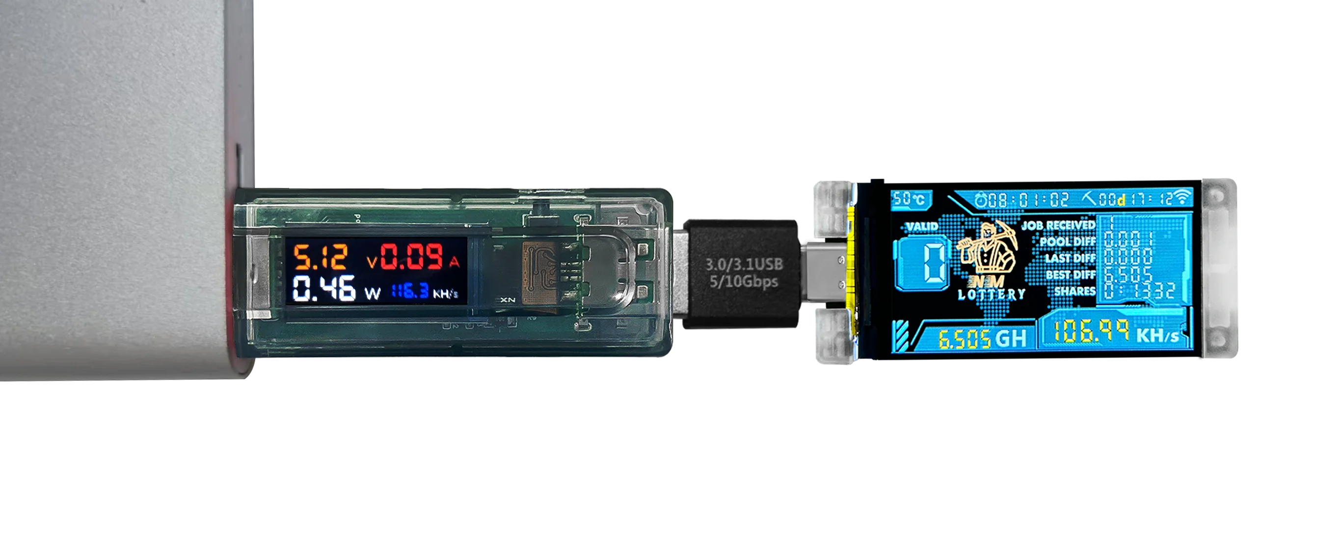 

NMMiner Official nm-usb-chain ESP32 Crypto Lucky Solo Lottery 117KH/s better than Nerdminer v2 with USB Tester USB-A to typeC