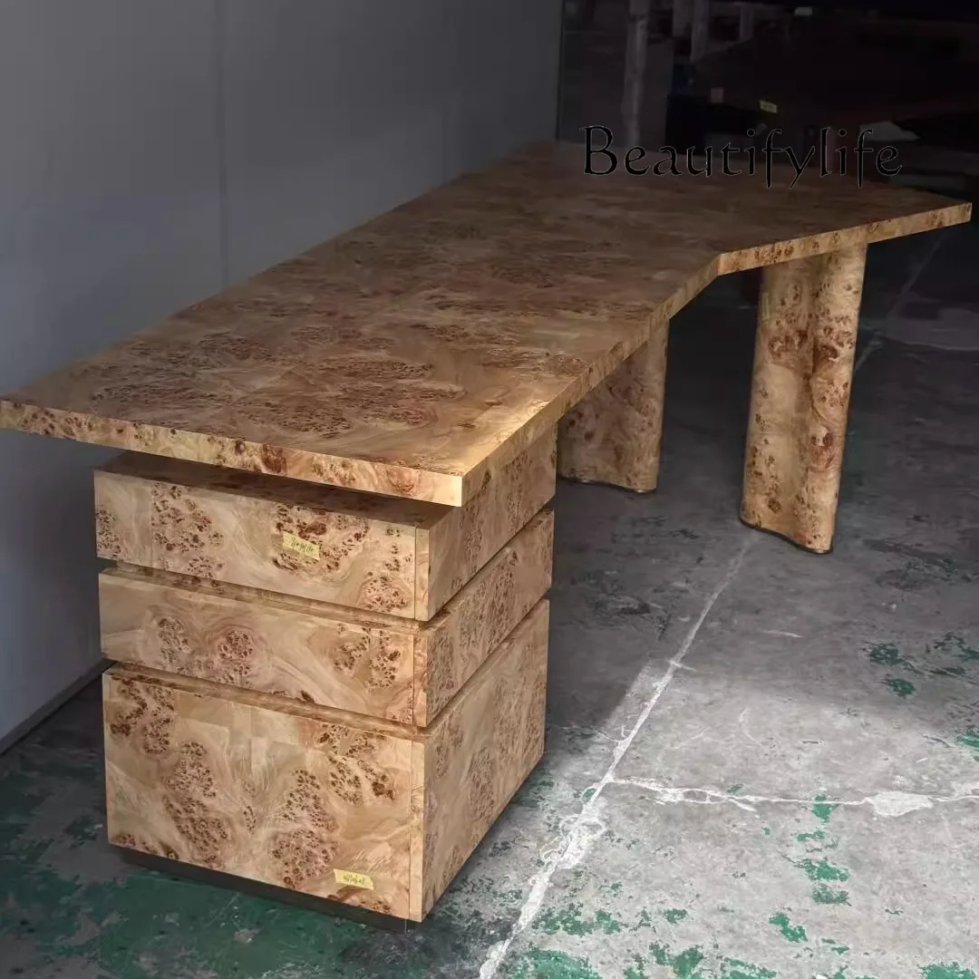 Medieval style solid wood desk home desk designer model retro fashion high sense new model