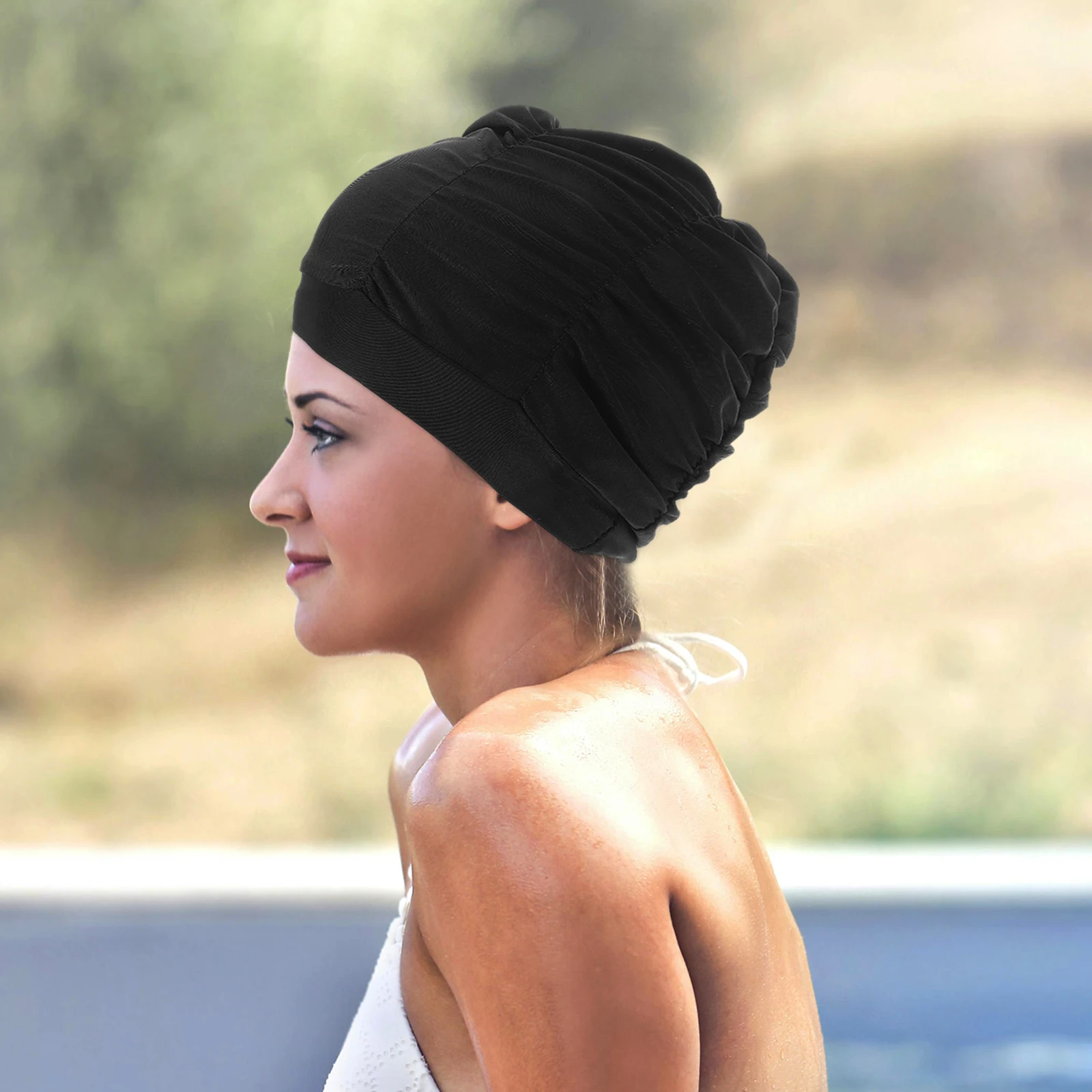 

2Pcs Large Swim Cap for Women Long Hair Waterproof Ear Protection Color Pool Hat Womens Swim Cap Swimming Caps for Women