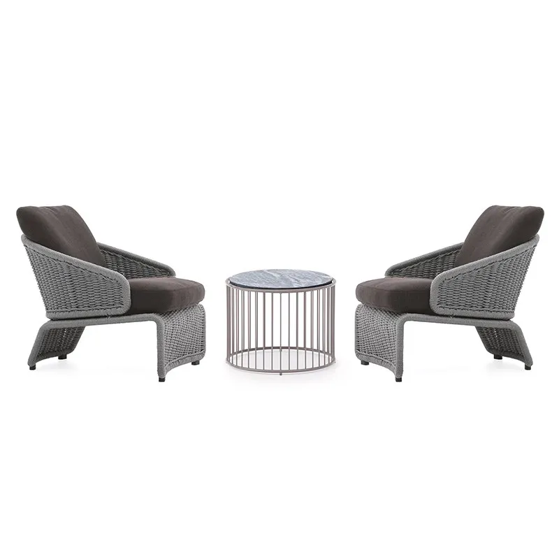 

#Outdoor Nordic Set Plastic Rattan Rope Braided Sofa for Garden Courtyard Balcony Leisure Use Movable Removable Washable