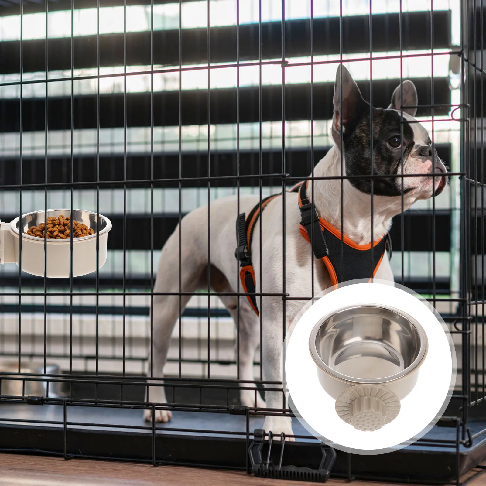 

Premium Dog Feeding Bowl Stainless Steel Hanging Pet Food Bowl Scratch Resistant Easy Clean Safe for Pets Grey Size L