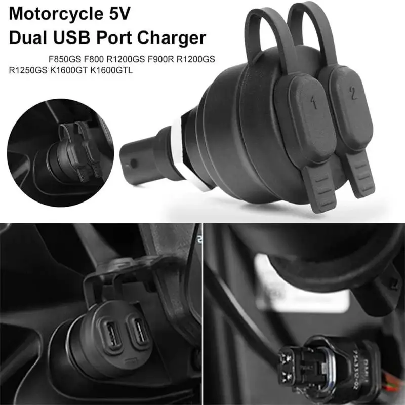 

1 Piece Motorcycle Accessories Dual USB Charger Socket For F900R/R1250GS/R1200GS/S1000XR/K1600GT/K1300S/F850GS/F750GS/F650GS