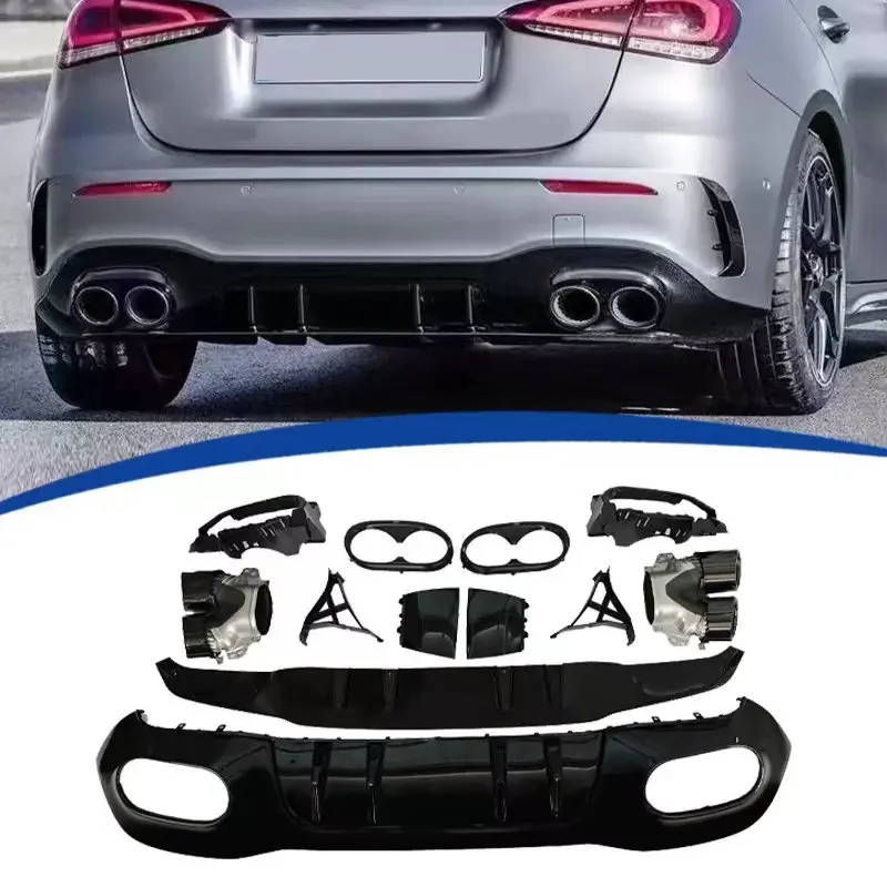 Suitable for Mercedes Benz 2-box A-class W177 to A45 four out kit rear lip tailpipe 2019-2022