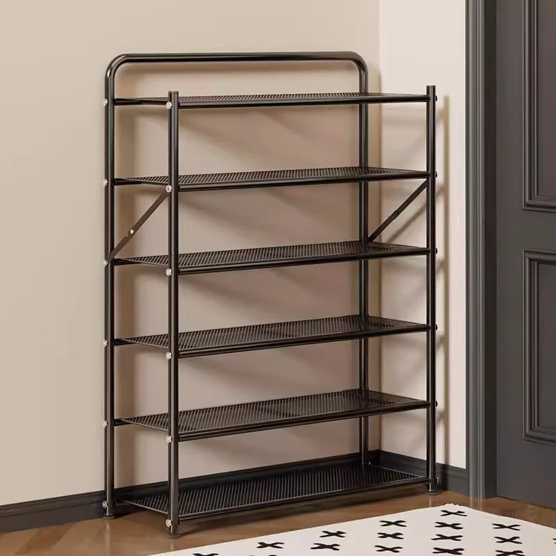 رف أحذية من الحديد المطاوع بدون تركيب، خزانة أحذية بسيطة منزلية متعددة الطبقات، شقة صغيرة قابلة للطي لتخزين الأحذية