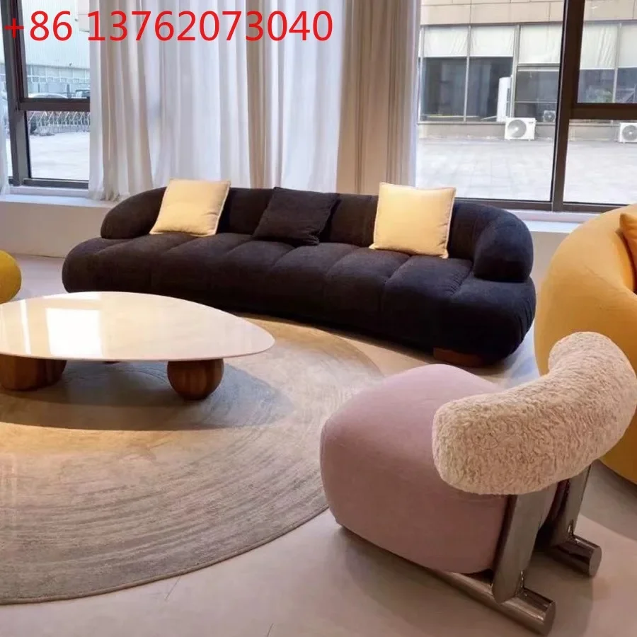 Italian light luxury granular fleece cloth curved leisure reception fabric sofa